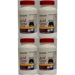 MAJOR Acid Gone Antacid Chewable Generic for Gaviscon Extra Strength Chewable Tablets 100 Ct. Per Bottle Pack of 4 Bottles Total 400 Tablets by Major Pharmaceuticals
