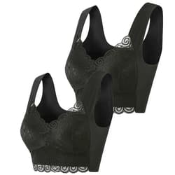 Yxzogd 2 Pack Bra for Women with Support Wireless Bralettes Plus Size Everyday Bras Full Coverage Padded Sleep Bras Brassiere