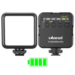 ULANZI VL49 2000mAh LED Video Light w 3 Cold Shoe, Rechargeable Soft Light Panel, Portable Photography Lighting for DJI OSMO Sony DSLR Canon Camera GoPro Vlogging