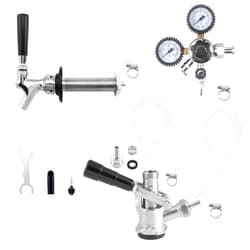 Gancowise Single Tap Kegerator Door Mount Conversion Kit with Dual Gauge CGA-320 Regulator & D-System Keg Coupler for Bars, Pubs, and Restaurants (CO2 Tank Not Included)