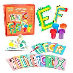 HASAYAQI Dough Preschool Education Recognition Fundamental Starter Set, Alphabet Shape and Learn Letters and Language, 3 Years and Up with 4 Colors Dough