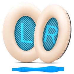 GEVO Gvoears Replacement Ear Pads for Bose QuietComfort 25 QC35 Headphones Cushions, Earpads for QC2/QC15/QC35II/Ae2/Ae2i/Ae2w/SoundLink1&2/SoundTrue1&2 Around-Ear Ear Cushions, Soft Protein Leather(Khaki)