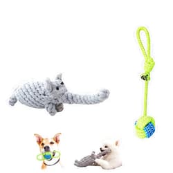 Cotdoog Dog Rope Toys 2 Nearly Indestructible Dog Toys, Dog Toy for Medium to Large Breed, Dental Cleaning Chew Toys, Keeps Aggressive Chewers Busy - Includes Elephant & Rope Ball, Dog Teething Toys