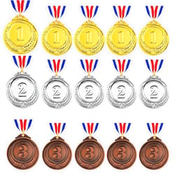 Darovly 15 Pieces Gold Silver Bronze Award Medals with Ribbon Necklaces for Sports,Games,Competition,Students Rewards,Talent Show,Parties,Olympic Metal Winner Style, 2 Inches