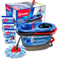 O-Cedar EasyWring RinseClean Microfiber Spin Mop & Bucket Floor Cleaning System with 3 Extra Refills, Plastic, Grey