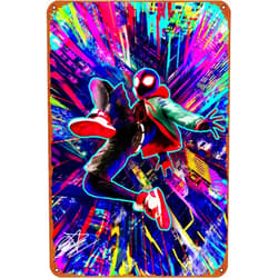 KIVYYB Miles Morales Across the Spider Verse Tin Sign Decoration Vintage Metal Poster Signs Wall Decor 8x12 Inch
