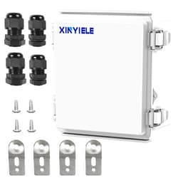 XINYIELE Waterproof Outdoor Project ABS Plastic Junction Box IP67 Weatherproof Dustproof Enclosure with Hinged Cover, Mounting Plate,Wall Brackets for Power Project (5.9