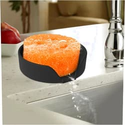 OKeanu Sponge Holder for Scrub Daddy with Suction Cups and Drain Spout Kitchen Sink Caddy Organizer, Soap Dishes Holder Accessories Rack, Dishwasher Safe - 4.7