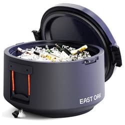 East Oak Hard Cooler 25 QT Round Ice Chest with Drain Plug Insulated Portable Outdoor Cooler for Camping Backyard Party High Capacity 28 Cans, Navy Blue