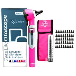 Zyrev ZetaLife Otoscope Set with 50 Extra Disposable Specula Tips, Pink