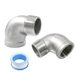 LifCratms 2Pcs 304 Stainless Steel 90 Degree Elbow Fittings, 1