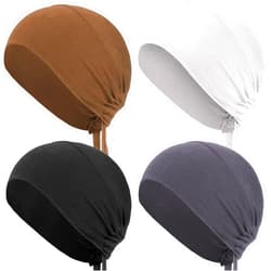 Hicarer 4 Pieces Women Under Scarf Hat Hijab Cap Islamic Muslim Under Scarf Turban Beanie Cap
