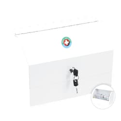 KYODOLED Wall Mount Medicine Lock Box, Drug Cabinet with Key, Large Capacity Secure Steel Prescription, First Aid Kit for Emergencies Home and School use, White, 12.2 * 5.9 * 7.87 inch