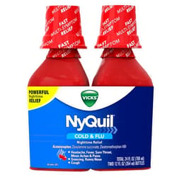 Vicks NyQuil Cold & Flu Nighttime Relief Cherry Flavor Liquid 2 x 12 Fl Oz