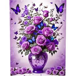 DIYCYCY Floral&Butterfly Diamond Art Kits for Adults Beginners,DIY 5D Diamond Painting Flowers,Round Full Drill Gem Art for Adults,Diamond Dots Paintings Picture Crafts Home Wall Decor 12x16 in