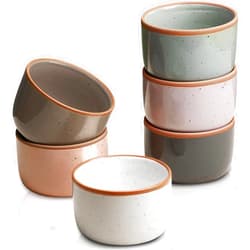 Gencywe Morandi Color Ramekins Set of 6, 6 oz Creme Brulee Ramekins Oven Safe, Porcelain Ramekins Bowls, Mini Cheesecake Pans, Small Baking Dish, Dipping Sauce Bowls, Ramekins for Baking Souffle, Ice Cream