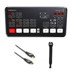 Blackmagic Design ATEM Mini Pro HDMI Live Stream Switcher with 6' High-Speed HDMI Cable & 10-Pack Straps Bundle