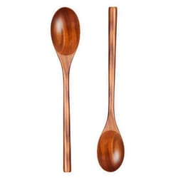 HANSGO Wooden Spoons for Cooking, 2PCS Acacia Wood Kitchen Utensil, 12Inch Wood Serving Spoons for Nonstick Pans, Comfort Grip, Durable, Heat Resistant, Kitchen Gifts for Women, Cooking Gifts for Men