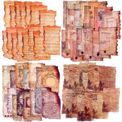 Ahuowom Scrapbook Paper Old Looking Paper Designs,120 Sheets Vintage Old Burned Paper for Bullet Journals,Junk Journal Planners,Retro Crafts(4 Styles)