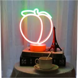 GUOCHENG Peach Neon Light Sign Fruit Shaped LED Neon Night Light Battery&USB Plug in Neon Decor for Bedroom Baby Room Christmas Party