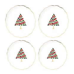 kate spade new york Evergreen Scallop Tidbit Plates, Service For 4, Christmas Dishes, Dinnerware Set, Holiday