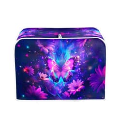 Salabomia Butterfly 2 Slice Toaster Covers, Anti-Sputtering Galaxy Bread Toaster Cover Toaster Dust Cover, Small Washable Kitchen Appliance Protector, Keep from Dust Fingerprint, Purple