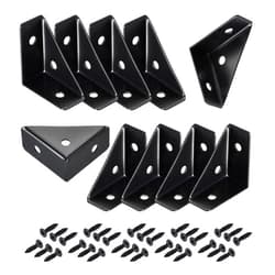 CMLY Corner Brace Brackets,10Pcs 38mm x 38mm Corner Braces for Wood, Metal Corner Brackets, Triangle Shelf Bracket, Black Angle Bracket, Corner Desk Connector for Bed, Table, Cabinet