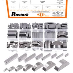 Rustark 211Pcs 2 Styles Metric Key Stock & Woodruff Key Assortment Kit Half Moon Semicircle Bond Key Flywheel Key Round Ended Feather Key Parallel Drive Shaft Keys Assortment for Mechanical Industry