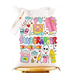 G2TUP Sonographer Canvas Tote Bag Sonography Tech Gift Ultrasound Technologist Shoulder Bag Sonographer Merch