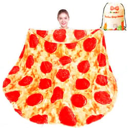 mermaker Pepperoni Pizzas Blanket 2.0 Double Sided 80 inch for Adult and Kids, Pizzas Blanket Adult Size, Realistic Food Blanket, 285 GSM Soft Pepperoni Blanket, for Teenage Boys Girls