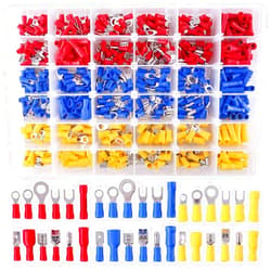 Glarks 540pcs 22-16/16-14/12-10 Gauge Mixed Quick Disconnect Electrical Insulated Butt Bullet Spade Fork Ring Solderless Crimp Terminals Connectors Assortment Kit
