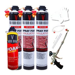 Vega foam insulation Vega Foam Fire Block Spray Foam Insulation Kit. Closed Cell Foam Thermal and Sound Insulation. 3 Cans with Gun and Cleaner. Covers up to 60 sqft at 1 inch 3 Canisters Total
