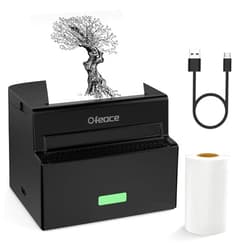 Ofeace Sticker Printer, Mini Printer Portable Thermal Printer Inkless Pocket Printer Bluetooth Photo Printer for Learning Assistance, Study Notes, Journal, Fun, Work (Black) (Black)