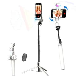 AOCHUAN Auto Face Tracking Tripod 360 Rotation w/Stand for iPhone Android,Selfie Stick Phone Stand 360 Rotating for Video Recording,Phone Holder Follow You w/Remote,RGB Light for TikTok(M2Pro White)