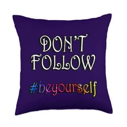 Cute'NSassy Custom Designs Kindness Graphic Design Be Yourself Inspirational Quote Throw Pillow, 18x18, Multicolor