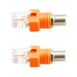 Maxmoral 2pcs RF to RJ45 Converter Adapter F Female to RJ45 Male Coaxial Barrel Coupler Adapter, Orange Coax Straight Connector