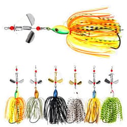 OROOTL Spinnerbait Fishing Lures Kit Set, 6pcs Bass Fishing Buzzbait Multicolor Bass Trout Salmon Metal Spinner Baits Swim Jigs Freshwater Saltwater Fishing