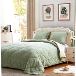 NexHome Queen Comforter Set - Sage Green Comforter Queen Size Bedding Set - Soft Reversible Down Alternative Comforter Bed Set All Seasons 3 Pieces 1 Comforter (88