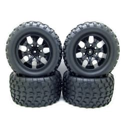 jiuwu 12mm Hub Wheel Rim and Tires 1:10 Off-Road RC Car Buggy Tyre with Foam Inserts Black Pack of 4
