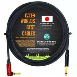 WORLDS BEST CABLES 12 Foot - Guitar Bass Instrument Cable Custom Made by WORLDS BEST CABLES – Using Mogami 2524 Wire and Neutrik NP2RX-AU-SILENT & Neutrik NP2X-B ¼ Inch (6.35mm) TS Plugs