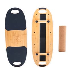 XCMAN Balance Board Surf Trainer with Adjustable Stoppers - 3 Different Distance Options Bamboo Balance Board for Surfing, Snowboarding, Skiing, Skateboarding, Yoga Training