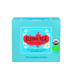 Kusmi Tea - Prince Vladimir - Organic Earl Grey Black Tea with Orange - Flavored with Citrus, Cinnamon, Bergamot, Vanilla & Spices - Caffeinated Tea - 20 Tea Bags