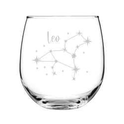 MIP Brand 16 oz Stemless Wine Glass for Red or White Wine Star Zodiac Horoscope Constellation (Leo)