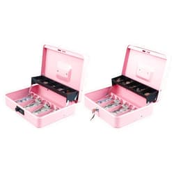Xydled Cash Box with Money Tray and Combination&Key Lock,Tiered, Cantilever Design,4 Bill / 5 Coin Slots,11.8