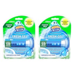Scrubbing Bubbles Toilet Gel Stamps, Fresh Gel Toilet Cleaning Stamps, Helps Keep Toilet Clean and Helps Prevent Limescale & Toilet Rings, Rainshower Scent, 1 Dispenser with 6 Stamps (Pack of 2)