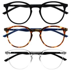 OPULIZE Met 3 Pack Retro Blue Light Blocking Glasses Gaming Computer Mens Womens Anti Glare Reduce Headaches and Eye Strain
