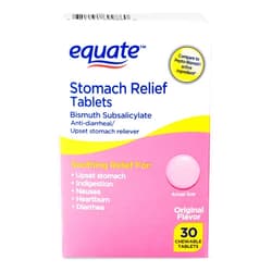 Equate - Stomach Relief, Pink Bismuth Subsalicylate, 30 Chewable Tablets (2)