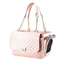NewEle Fashion Dog Purse Carrier for Small Dogs with 2 Super-large Pockets, Holds Up to 10lbs PU leather Pet Carrier, Cat Carrier, Airline Approved Puppy Purse Carrier for Travel (Pink, Small Size)