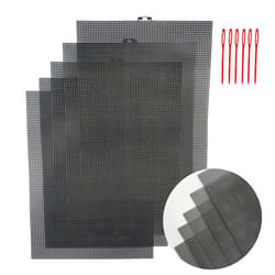CHWANG 5 Pieces Black Plastic Mesh Canvas Sheets,7 Count Plastic Mesh for Embroidery,Knit Crochet Projects, Acrylic Yarn Crafting and Make Dividers (5)