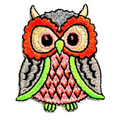 NiPitShop Owl Bird patch Nipitshop Patches Pretty Owl Bird Big Eye Gray Pink Dress Animal Movie Comics Cartoon Logo Kid Baby Jacket T Shirt Patch Sew Iron on Embroidered Symbol Badge Cloth Sign Costume
